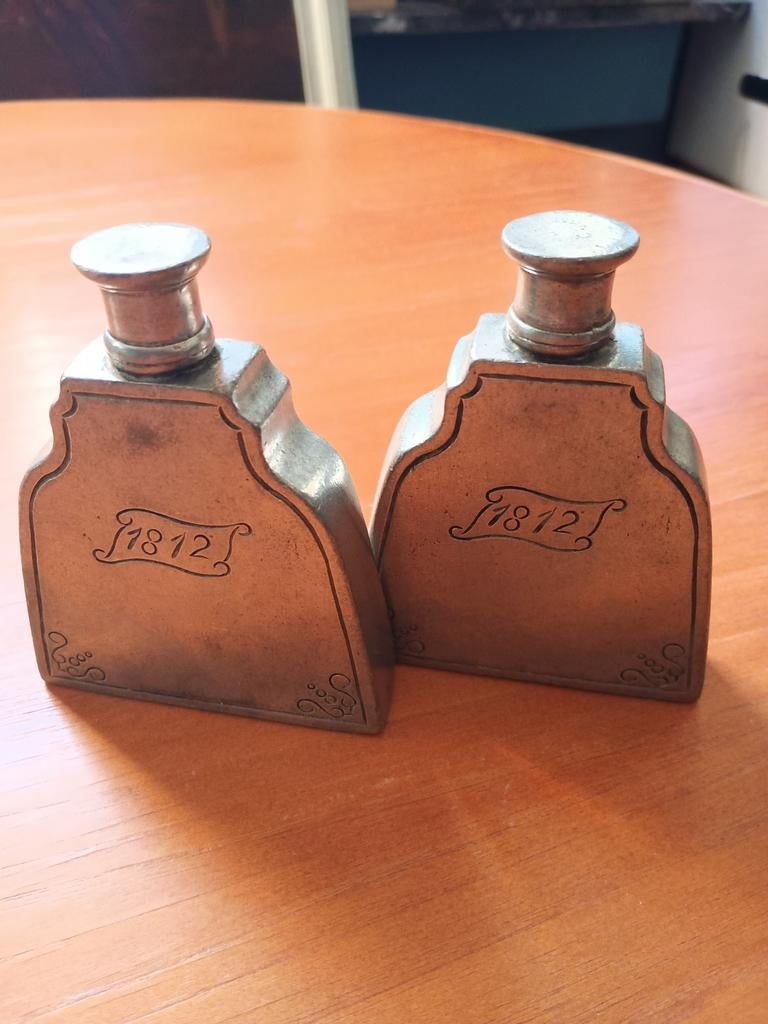 Vintage tinnen heupfles, Ophalen of Verzenden