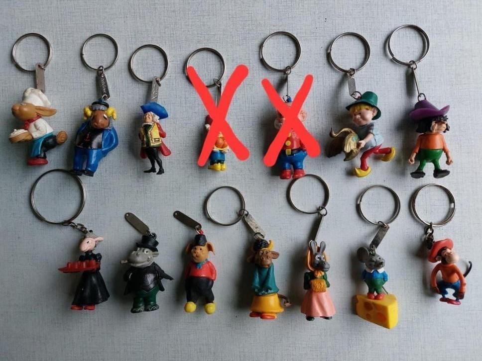 12 porte-clés personnages et animaux déguisés - ancien, Collections, Enlèvement ou Envoi, Utilisé