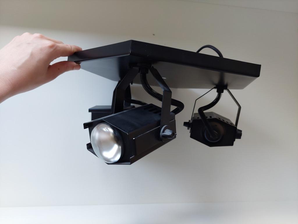 Vintage zwarte plafondlamp met spots, Ophalen, Gebruikt, Metaal, Industrieel