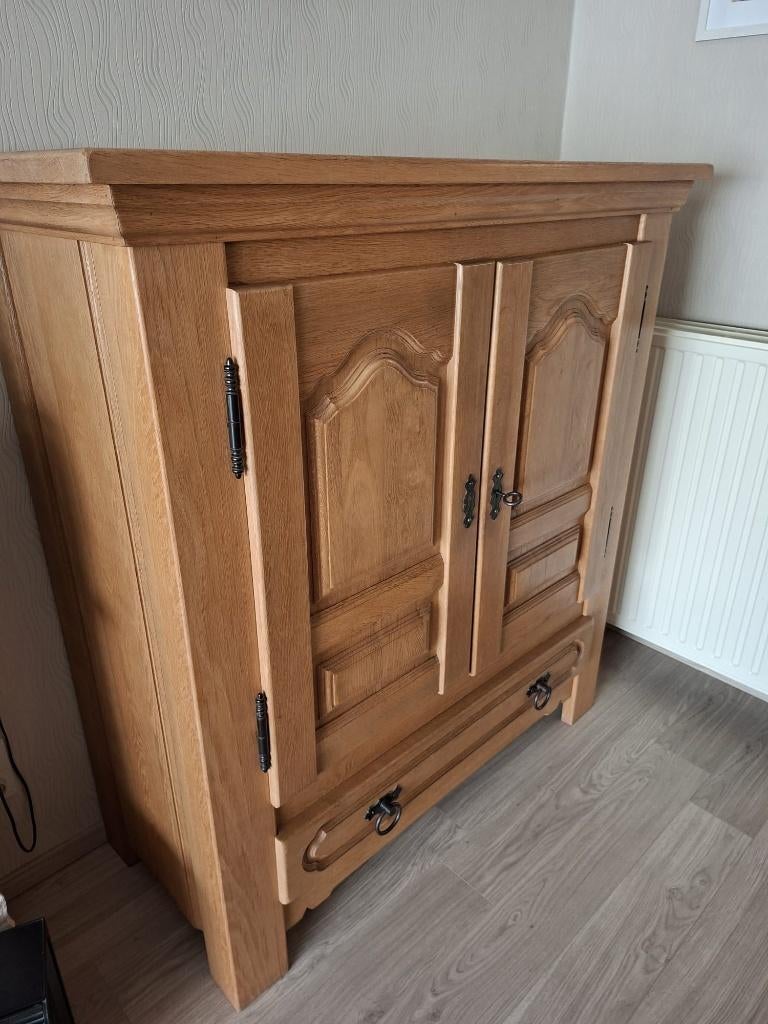 Vol eiken eetkamerset, Ophalen, Zo goed als nieuw, Vol eiken, 4 tot 6 stoelen