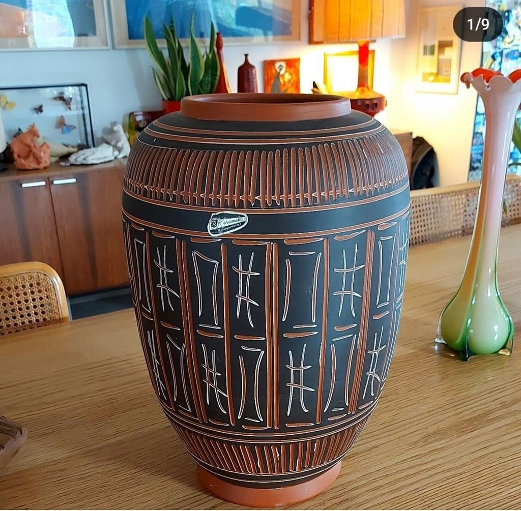 West Germany vaas maat XL, keramiek Akru Klinker, vloervaas, Ophalen of Verzenden