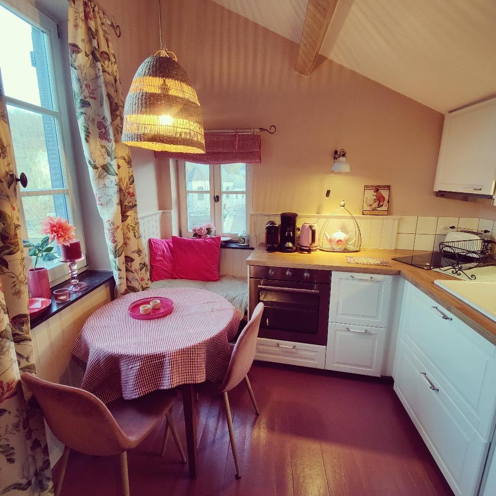 Romantische cottage te huur Ardennen Durbuy hond=ok omh.tuin, Vakantie, Open haard, Ardennen of Luxemburg, Landelijk, Aan meer of rivier