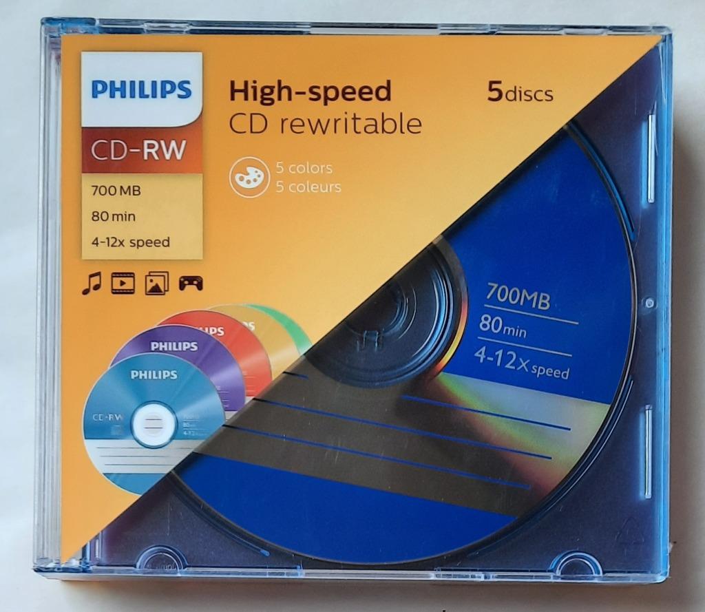 Pack de 5 CD Philips réinscriptible neuf sous blister, Enlèvement ou Envoi, Neuf, Cd, Réinscriptible