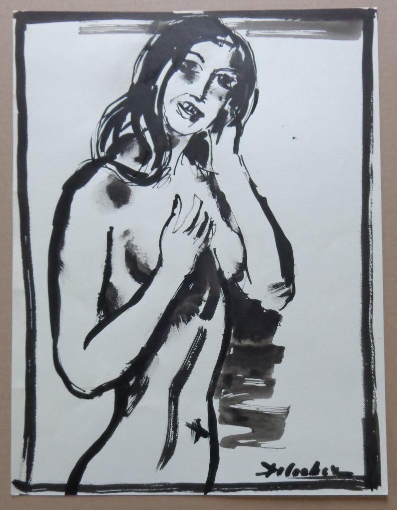 PAUL DE COCKER / NAAKTE VROUW / ORIGINEEL WERK / 40x30cm SIG, Antiquités & Art, Enlèvement ou Envoi