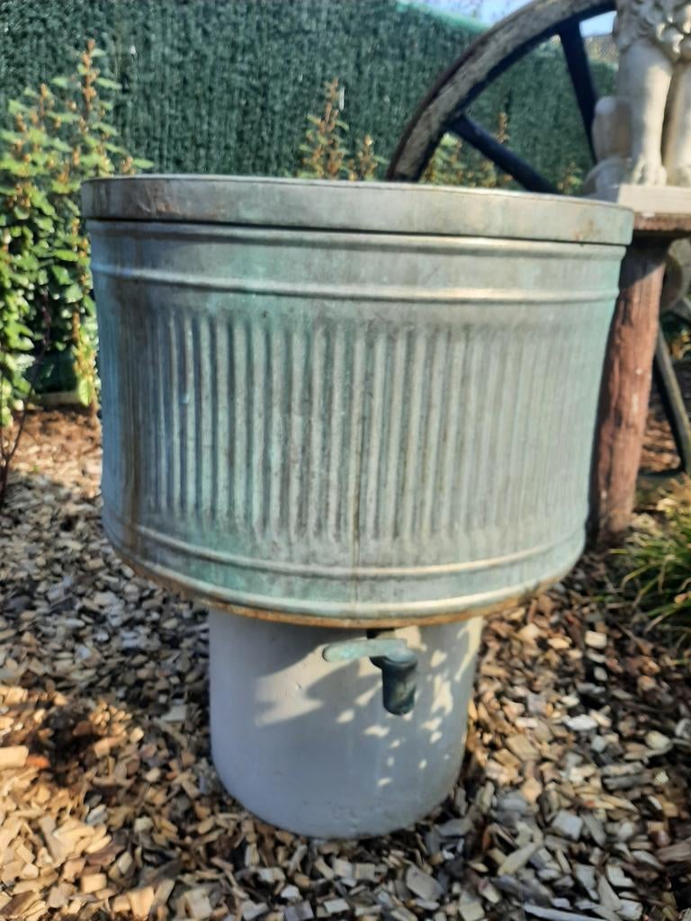 zeldzaam koper wasvat,antieke wielen,groot karrewiel, Tuin en Terras, Ophalen, Gebruikt, Metaal, Overige typen