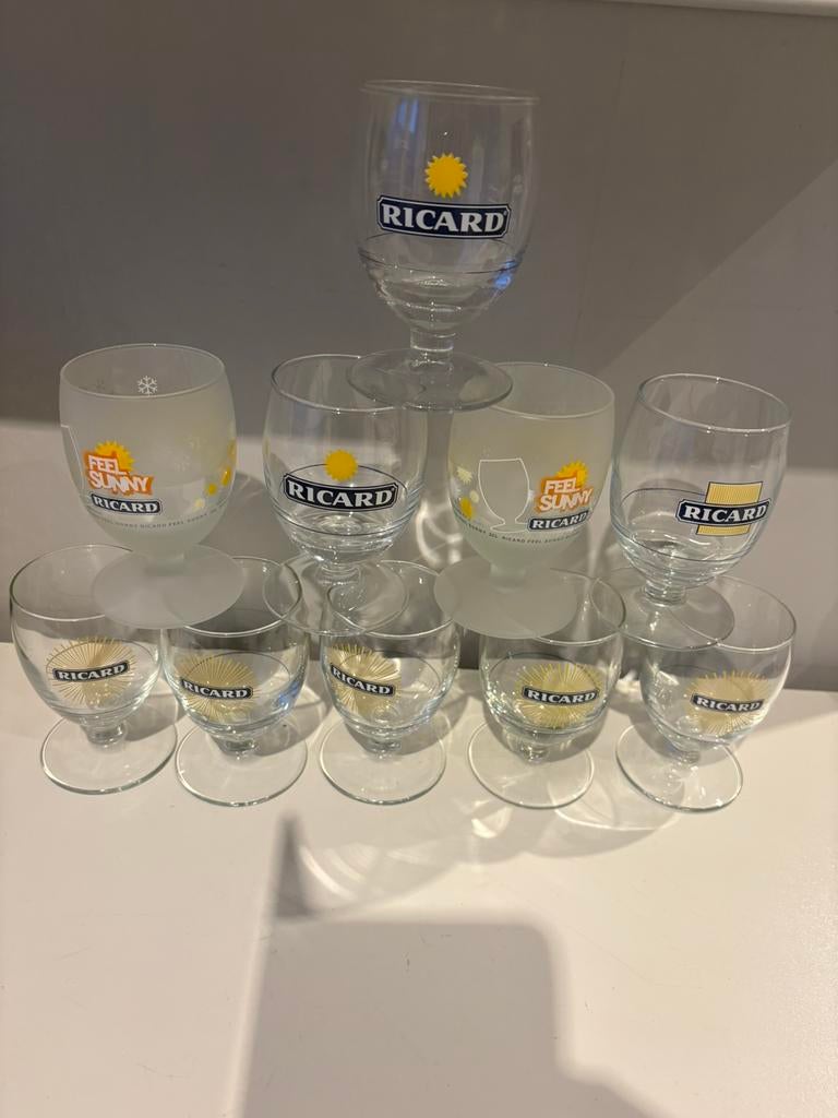 10 RICARD-glazen, Verzamelen, Glas en Drinkglazen, Ophalen of Verzenden, Zo goed als nieuw