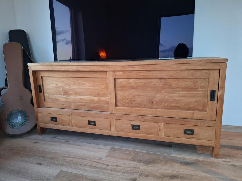 Tv meubel/dressoir teak, Huis en Inrichting, Kasten | Dressoirs, Ophalen