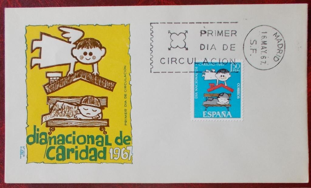 Spanje 1967 Dia National de Caridad - eerste dag van uitgift, Envoi, Affranchi