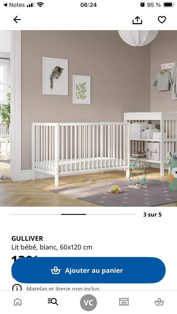 Lit enfant IKEA Gulliver plus matelas Vyssa, Kinderen en Baby's, Kinderkamer | Complete kinderkamers, Ophalen, Gebruikt, Jongetje of Meisje