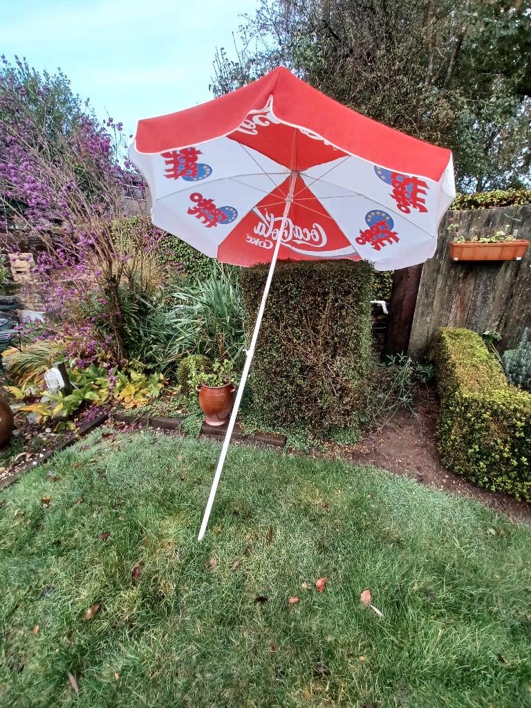 Paraplu met  verlengstuk  coca  cola, Jardin & Terrasse, Enlèvement, Utilisé, Rond, Synthétique