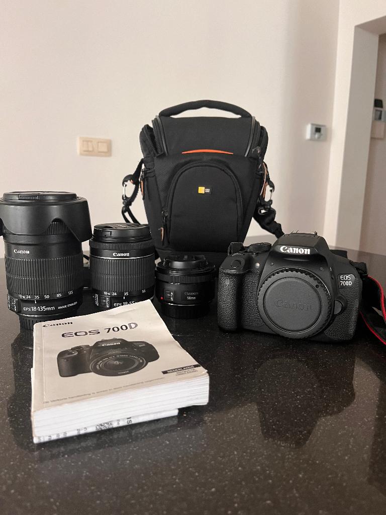 Canon 700D + 3 objectifs, TV, Hi-fi & Vidéo, Appareils photo numériques, Enlèvement ou Envoi, Comme neuf, Reflex miroir, Canon