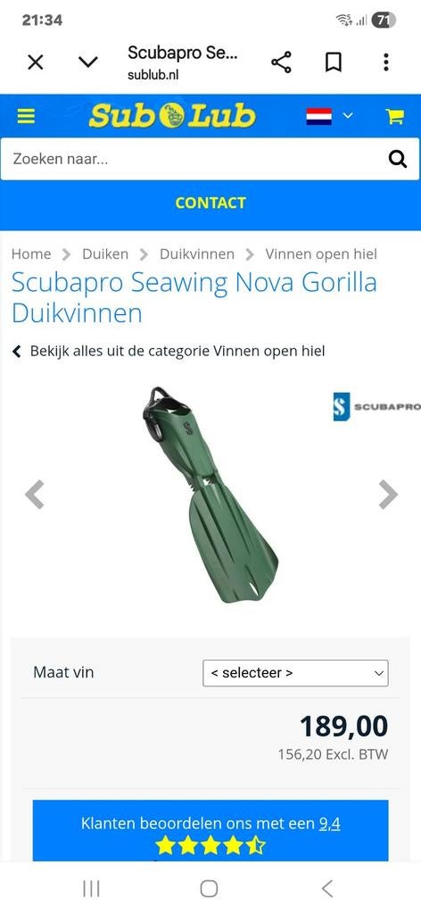 Fins Scubapro Gorila  Medium niew, Watersport en Boten, Beroepsscheepvaart, Ophalen of Verzenden