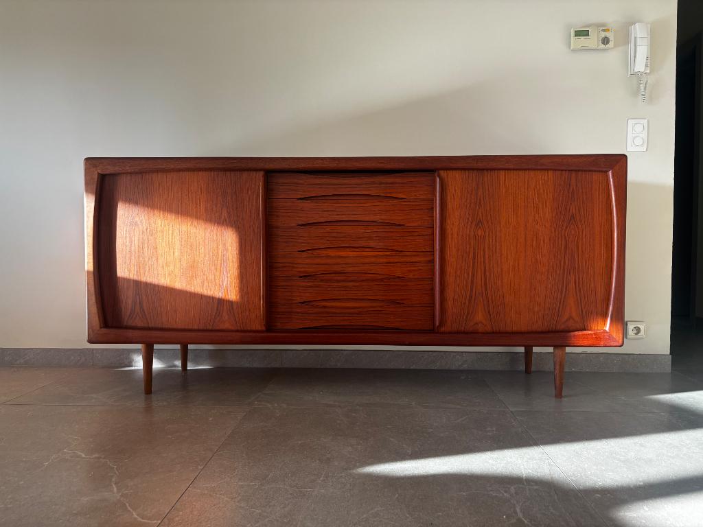 Mid Century sideboard Dyrlund, Maison & Meubles, Armoires | Dressoirs, Comme neuf, 150 à 200 cm, 50 à 75 cm, Avec tiroir(s), Avec porte(s)