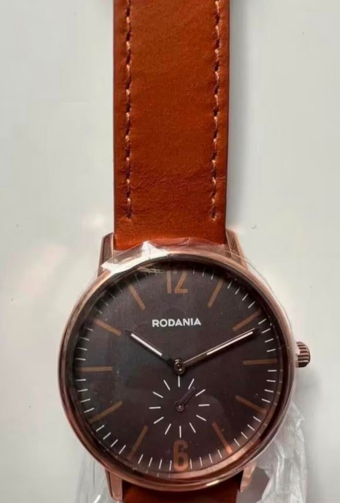 Rodania herenhorloge, Handtassen en Accessoires, Horloges | Heren, Overige materialen, Leer, Polshorloge, Nieuw