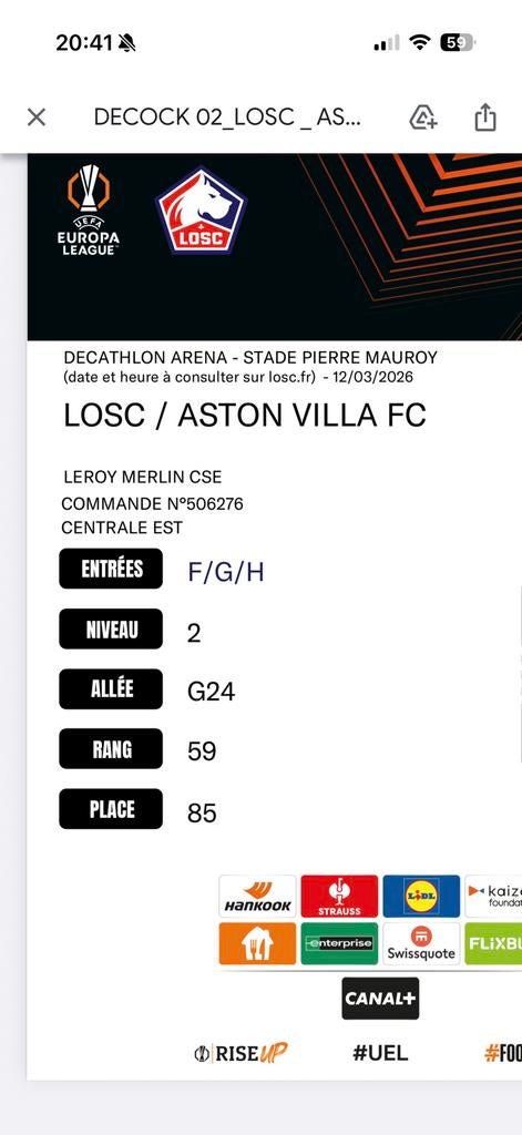 Foot lille aston villa, Cartes en vrac, Deux personnes, Mars