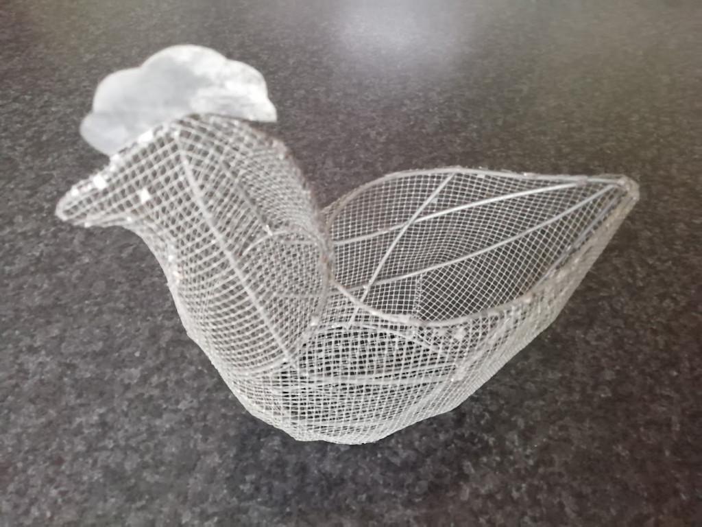 Kip (eiermandje) in metaaldraad, Ophalen of Verzenden