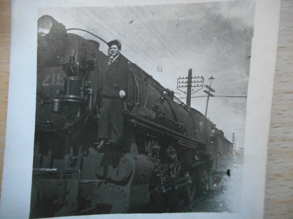 vieille photo locomotive vapeur et cheminot chemin de fer, Envoi, Tram