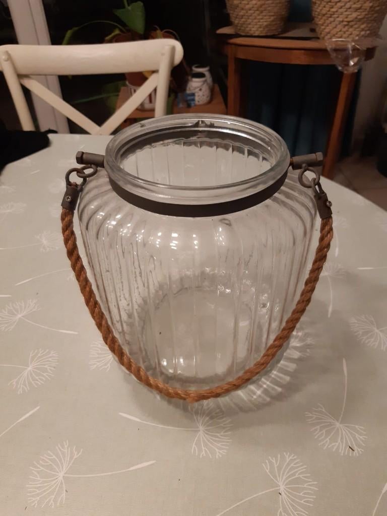 Jarre décorative - verre cannelé, Ophalen of Verzenden, Glas