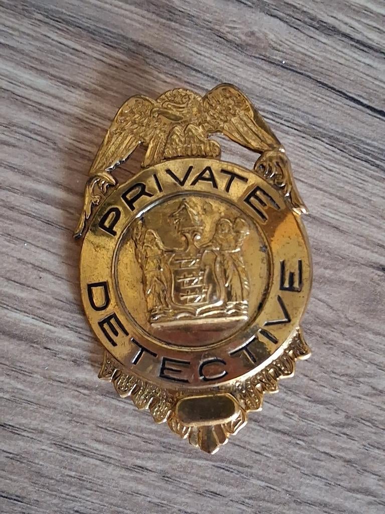 Badge vintage de détective privé, Collections, Envoi