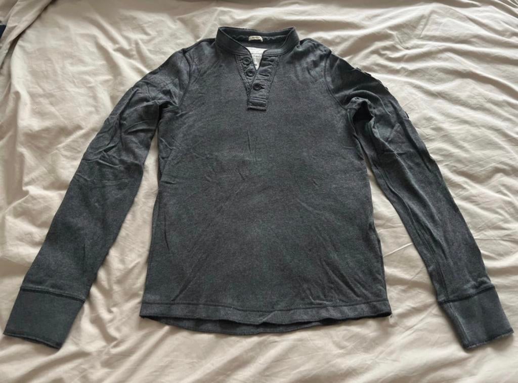 Abercrombie poloshirt met Mao-kraag - Maat M, Ophalen of Verzenden, Zo goed als nieuw, Blauw