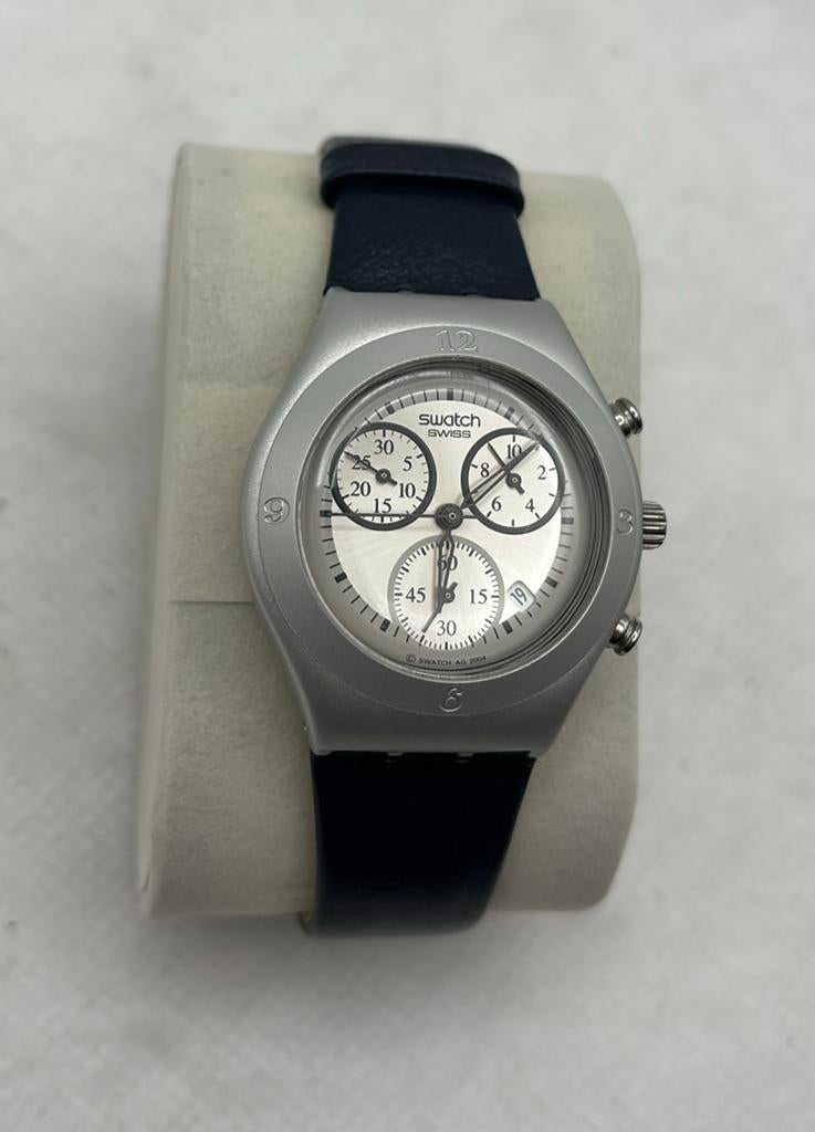 Swatch Irony Midi Chrono YMS4007 - zilveren wijzerplaat, Ophalen of Verzenden, Gebruikt, Swatch