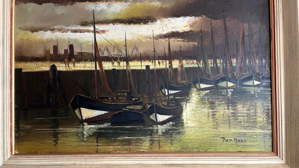 Schilderij met havenzicht, Antiek en Kunst, Kunst | Schilderijen | Klassiek, Ophalen