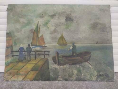 huile sur toile marine signe gustave camus, Antiquités & Art, Enlèvement ou Envoi
