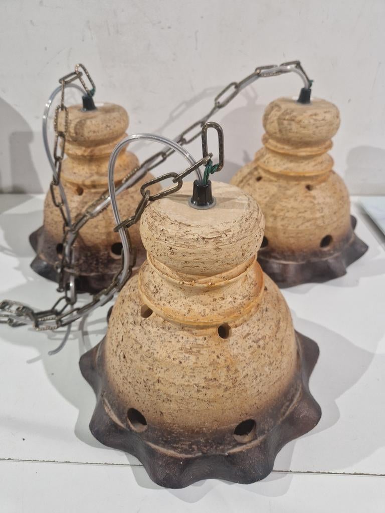 Aardewerk hanglamp keramiek Herda  brutalist . 3 beschik, Antiek en Kunst, Antiek | Keramiek en Aardewerk, Ophalen of Verzenden