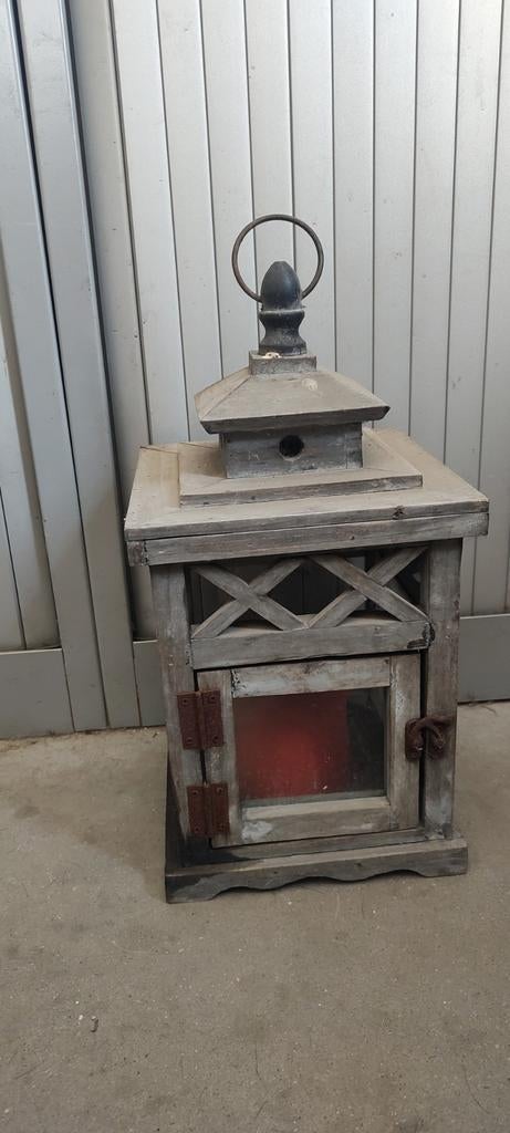 Belle lanterne bougeoir bougeoir bois 40 cm, Enlèvement ou Envoi, Utilisé, Bois, Chandelier