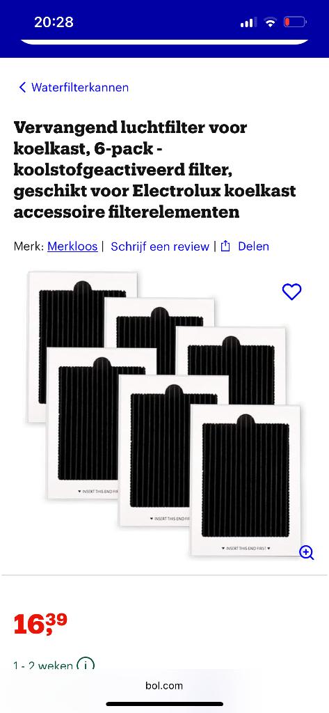 Clean air filter koelkast elektrolux, Electroménager, Équipement de traitement de l'air, Enlèvement, Neuf, Accessoire de traitement d'air