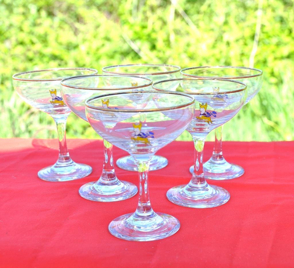 6 verres coupe sur pied babycham vintage, Enlèvement ou Envoi