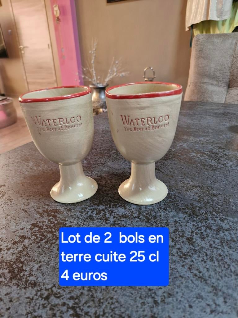 2 glazen Waterloo terracotta 25 cl, Verzamelen, Ophalen of Verzenden, Gebruikt
