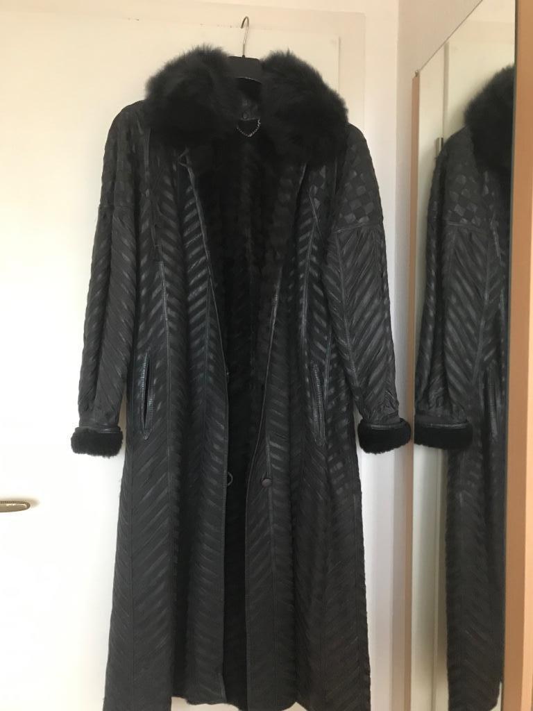 Manteau gris en peau de mouton t.38, col amovible, Enlèvement, Comme neuf, Taille 38/40 (M), Gris