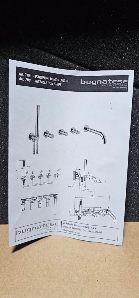 Bugnatese badmengkraan met handsproeier, mat zwart, Doe-het-zelf en Bouw, Ophalen of Verzenden, Nieuw, Bad