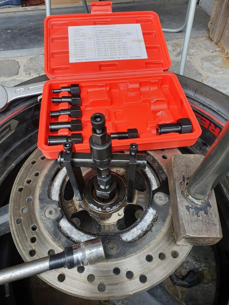 Extracteur de roulement de moto universel 7 adaptateurs 8-25, Enlèvement ou Envoi, Neuf