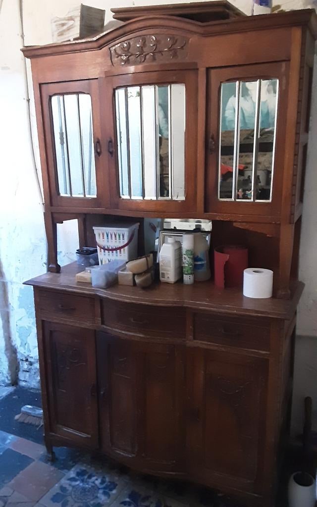 Buffet vaisselier vintege 1940 longueur 1m20 hauteur 1m95, Antiquités & Art, Enlèvement