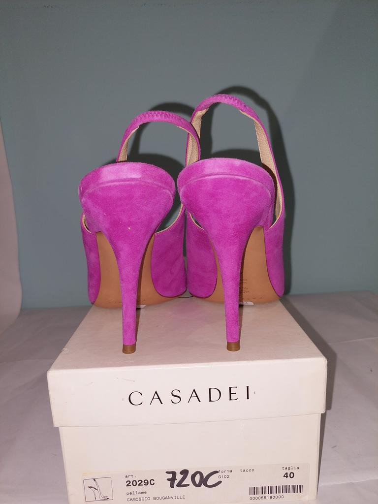 720C* Casadei - sexy sandalen high heels leder fuschia (40), Kleding | Dames, Schoenen, Zo goed als nieuw, Schoenen met hoge hakken