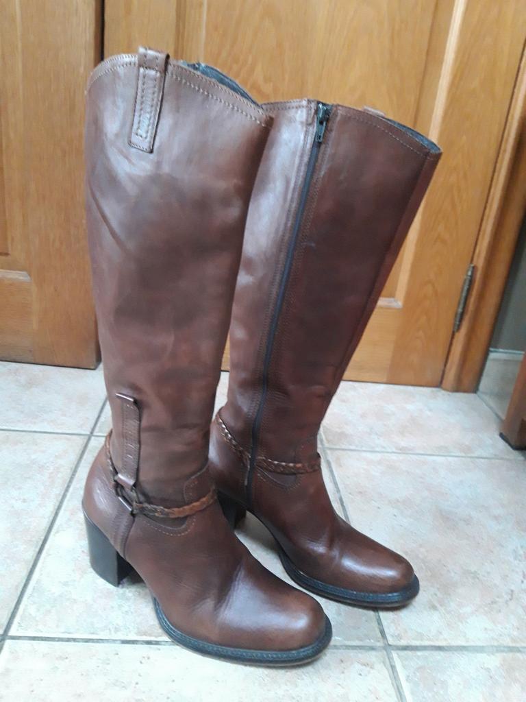 Très belles bottes hautes marron en cuir comme neuves 38-39, Comme neuf, Bottes hautes