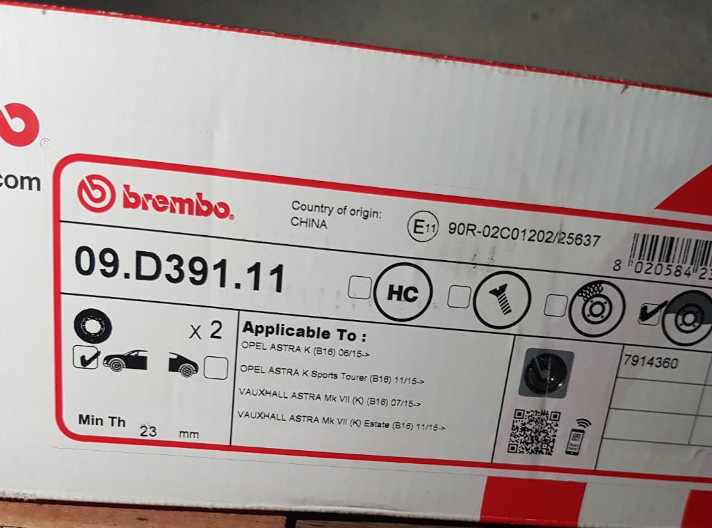Disques de freins avant Brembo pour Opel Astra k, Ampera, Autos : Pièces & Accessoires, Enlèvement, Neuf, Opel