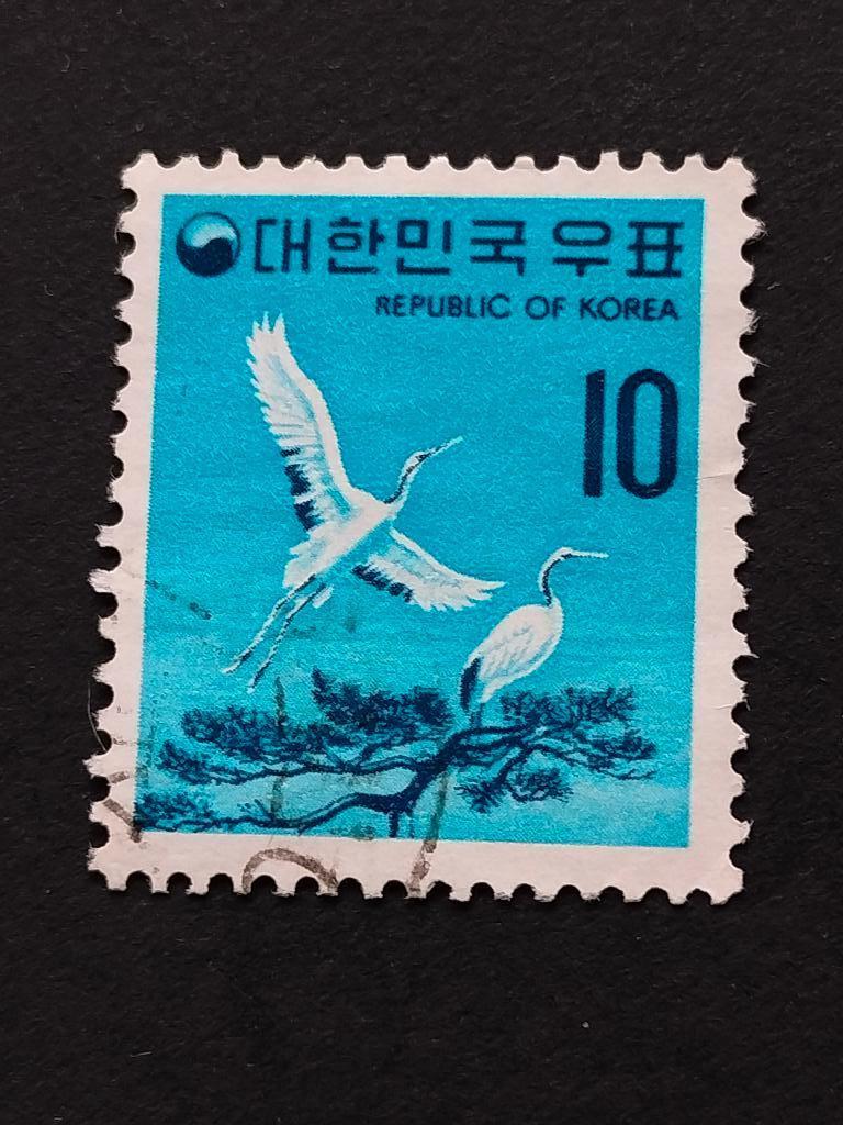 Corée du Sud 1973 - oiseaux - grue chinoise, Enlèvement ou Envoi, Affranchi, Asie orientale