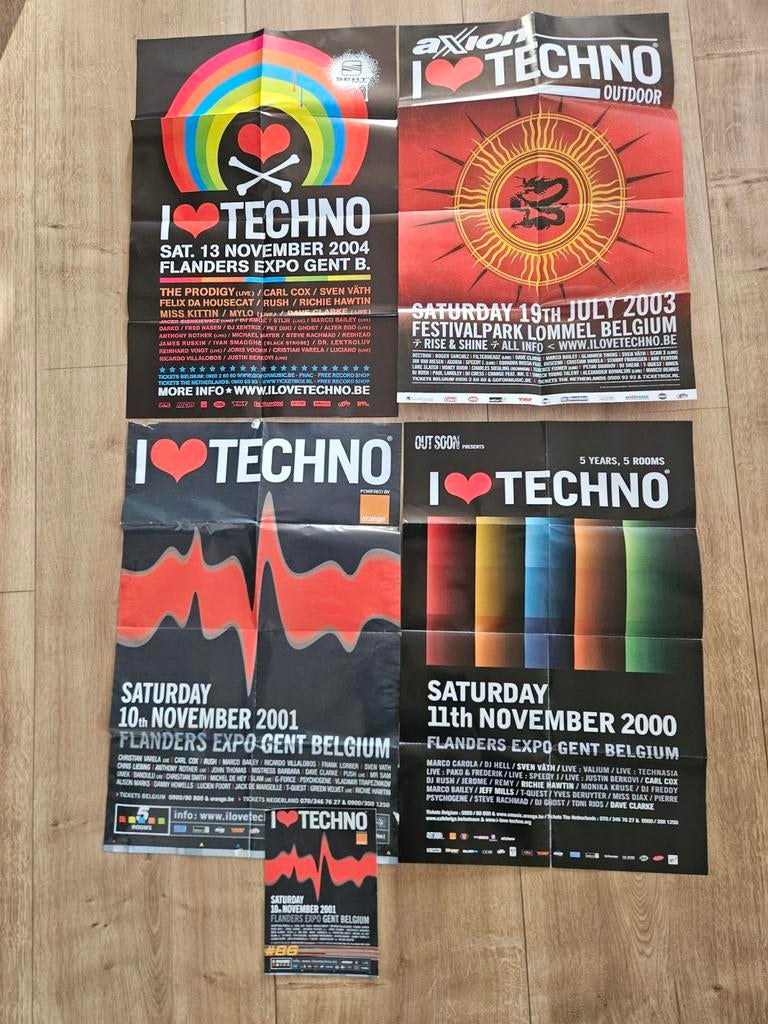 I love techno set affiches. 2000-2001-2003 outdoor en 2004, Collections, Enlèvement ou Envoi