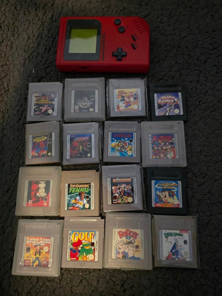 Gameboy DMG 01 Rood met 16 games, Ophalen of Verzenden