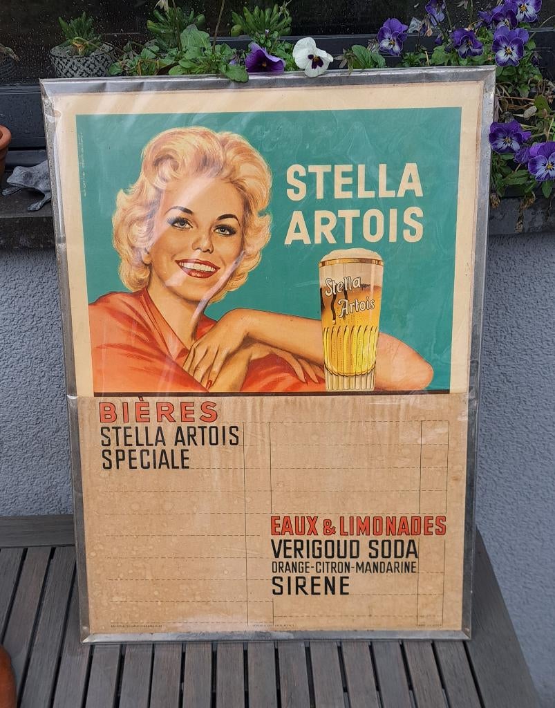 Tarif Stella Artois des années 1950, Collections, Marques & Objets publicitaires, Enlèvement ou Envoi, Utilisé, Panneau publicitaire