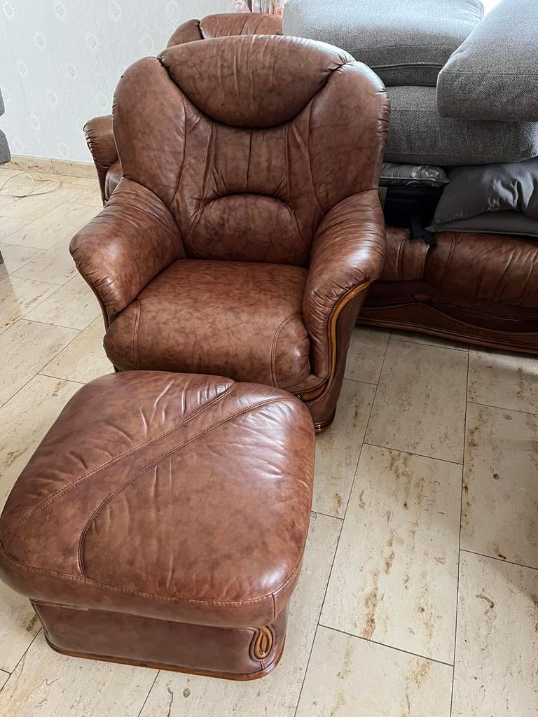 Leren salon - bruin, Ophalen, Gebruikt, Leer, Klassiek