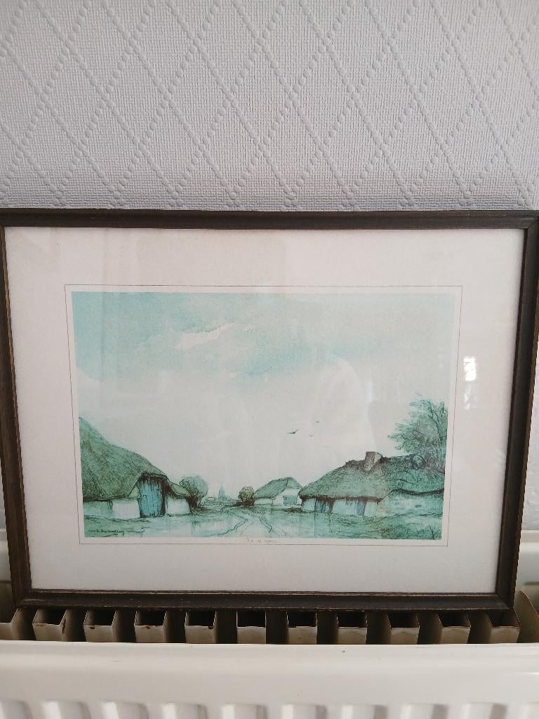 Gekleurde etsen Dirk bakhuis, Antiek en Kunst, Ophalen, Ets, Gesigneerd, Landschap