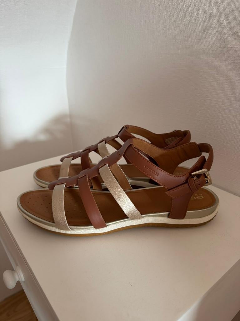 Geox - bruine leren sandalen (model Vega) - maat 41, Geox, Bruin, Verzenden, Nieuw