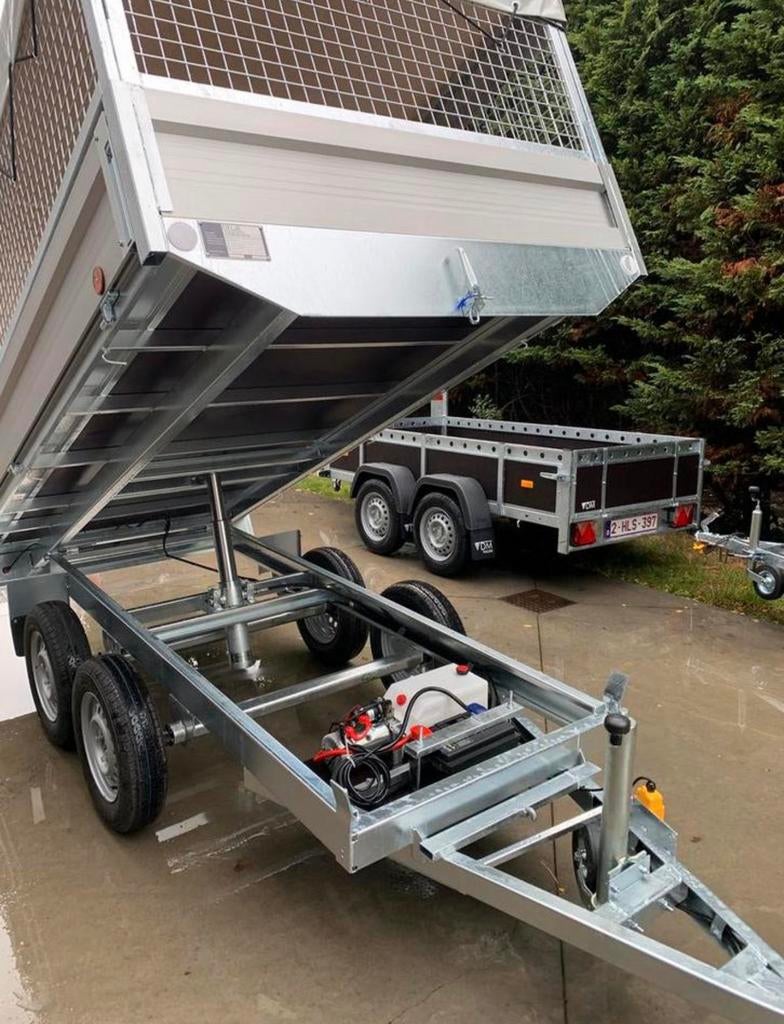 Elektrische kipper huren 750kg – aanhangwagen rijbewijs B, Auto diversen, Aanhangers en Bagagewagens, Ophalen, Zo goed als nieuw