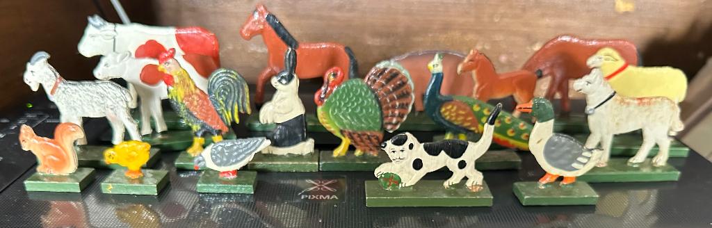 Oud houten speelgoed boerderij dieren jaren 40, Ophalen of Verzenden