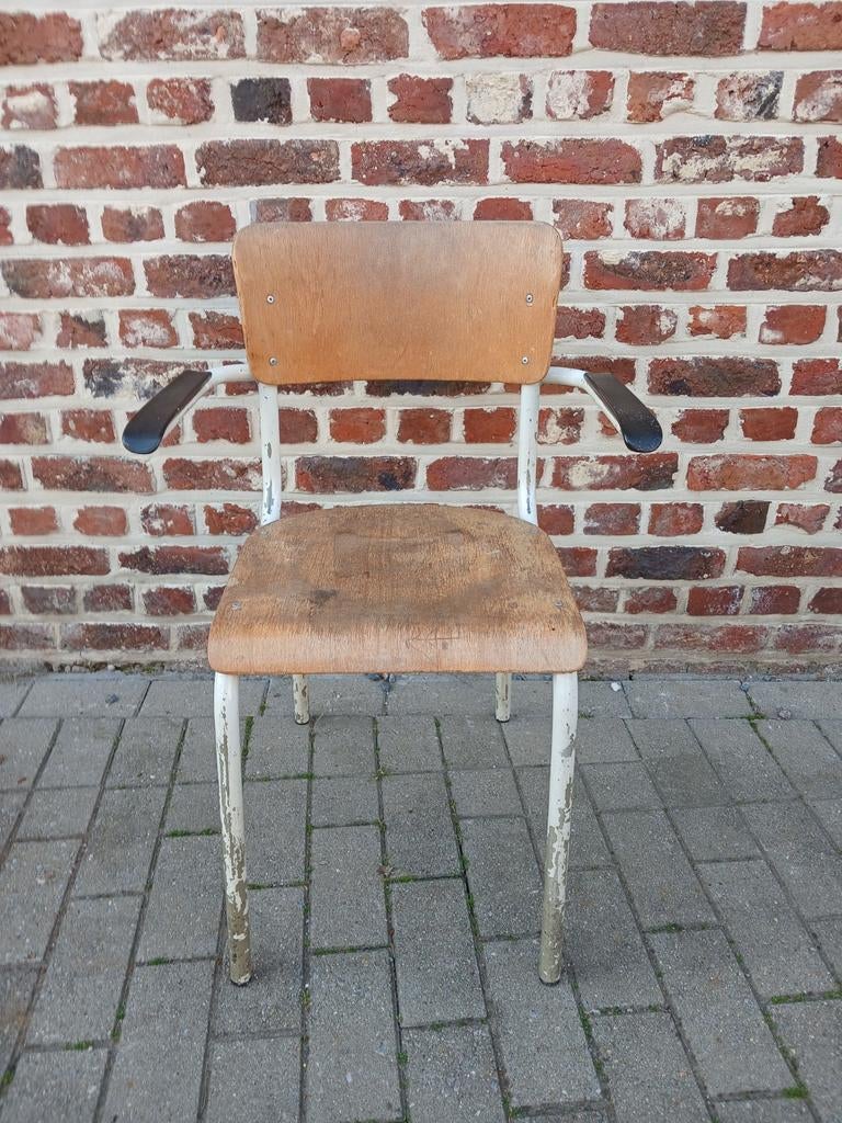 Vintage schoolstoel Tubax, Huis en Inrichting, Ophalen, Metaal