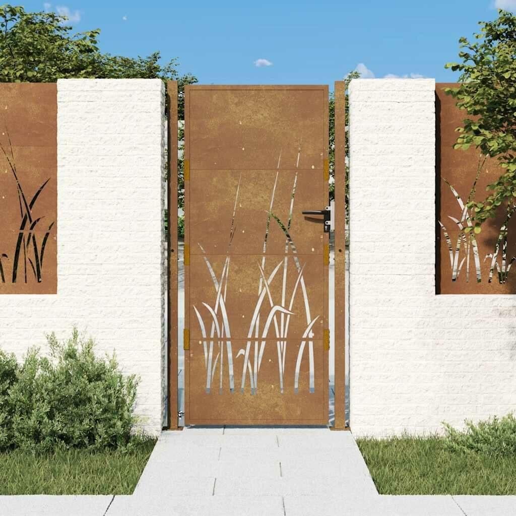 Tuinpoort - bruin design gras 100x200 cm cortenstaal, Tuin en Terras, Nieuw, Draaipoort, Staal, 100 tot 150 cm